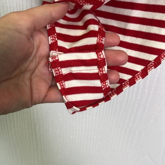 H&M - Red And White Stripe Low Criss Cross Back Long Sleeve Bodysuit Size Small - Picture 8 of 10